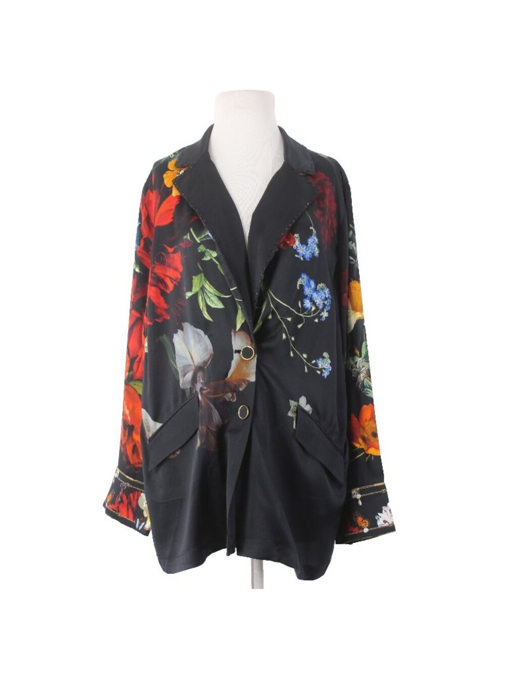 Camilla Blazer Jacket Sz XS/S Black Red 'Still Life' Floral 100% Silk Jacket - Picture 1 of 12